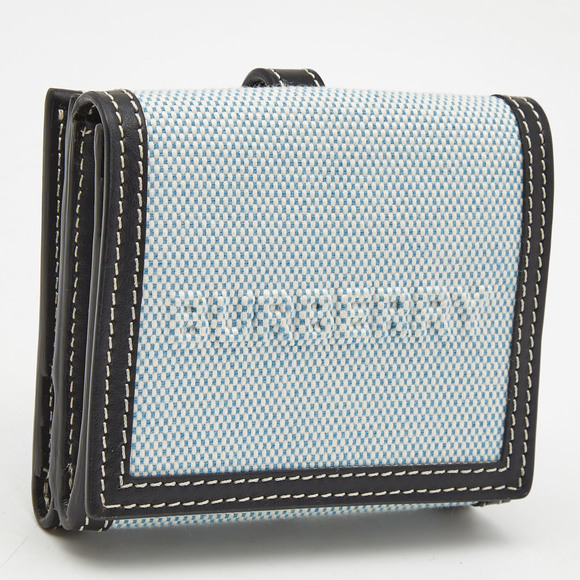 BURBERRY Light Blue/Black Canvas and Leather Luna French Wallet - Picture 4 of 8